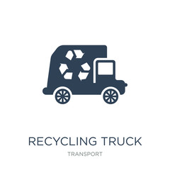 recycling truck icon vector on white background, recycling truck trendy filled icons from Transport collection, recycling truck vector illustration