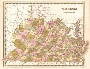 1838, Bradford Map of Virginia