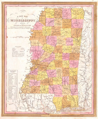 1846, Burroughs, Mitchell Map of Mississippi
