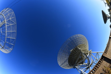 The observatory in the evening,The silhouette of a radio telescope