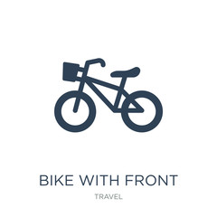 bike with front basket icon vector on white background, bike with front basket trendy filled icons from Travel collection, bike with front basket vector illustration