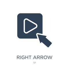 right arrow play button icon vector on white background, right arrow play button trendy filled icons from UI collection, right arrow play button vector illustration