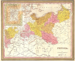 1850, Mitchell Map of Prussia Germany