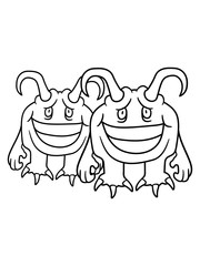cool paar liebe verliebt pärchen 2 freunde dämon teufel satan hölle böse hörner alien monster lustig klein comic cartoon clipart design hässlich horror halloween