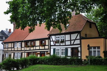 Fototapeta na wymiar Houses in Tangermunde, Germany 201