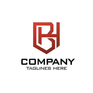 creative initial letter bh as shield logo vector concept