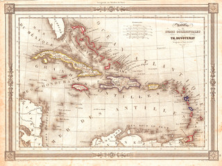 1852, Duvotenay Map of the West Indies