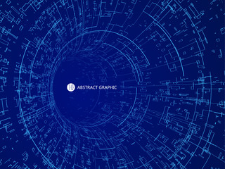 Tunnels of time and space,abstract graphic design, technology channel.
