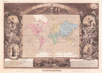 1852, Levasseur Map of the World