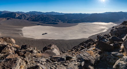 View of the Racetrack Playa and the Grand Stand from the top of Ubehebe Peak, Death Valley National Park, California