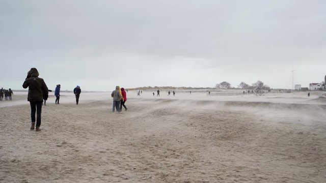 Storm at the Baltic Sea in Rostock Warnem&uuml;nde Slow Motion