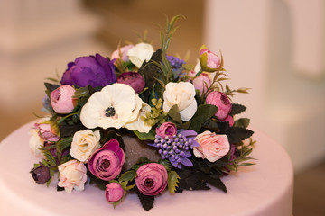 Composition with bouquet of flowers