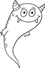 Cute Ghost Monster Coloring Page Vector Illustration Art