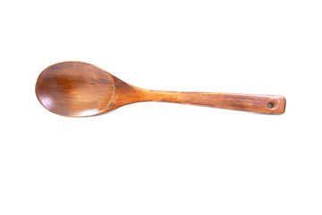 wooden ladle on white background