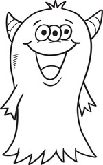 Cute Ghost Monster Coloring Page Vector Illustration Art