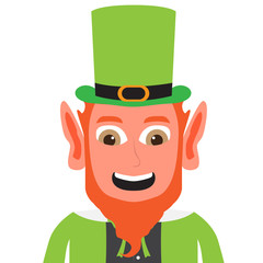 Avatar of a happy irish elf. Vector illustration design