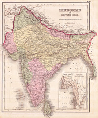 1855, Colton Map of India or Hindostan