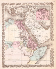 Fototapeta na wymiar 1855, Colton Map of Northeastern Africa