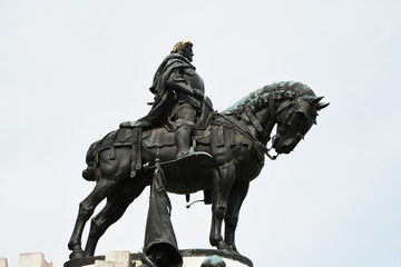 King Matthias Corvin Statue in Cluj-Napoca, Romania,2017