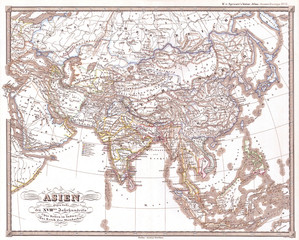 1855, Perthes Map of Asia at the end of the 18th Century
