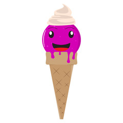 Happy ice cream cone. Vector illustration design