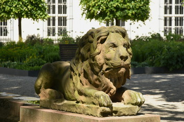 statue of a lion in Germany, at The Electoral Palace, Kürfürstliches Schloss, Hochzeitsmesse,...