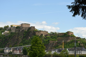 Fototapeta premium Germany,Fortress Ehrenbreitstein as seen from Koblenz,m
