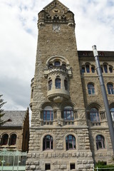 Fototapeta na wymiar Former Prussian government building tower, in Koblenz , 2017