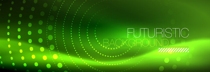 Green neon dotted circles background