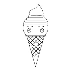 Amazed ice cream cone outline. Vector illustration design