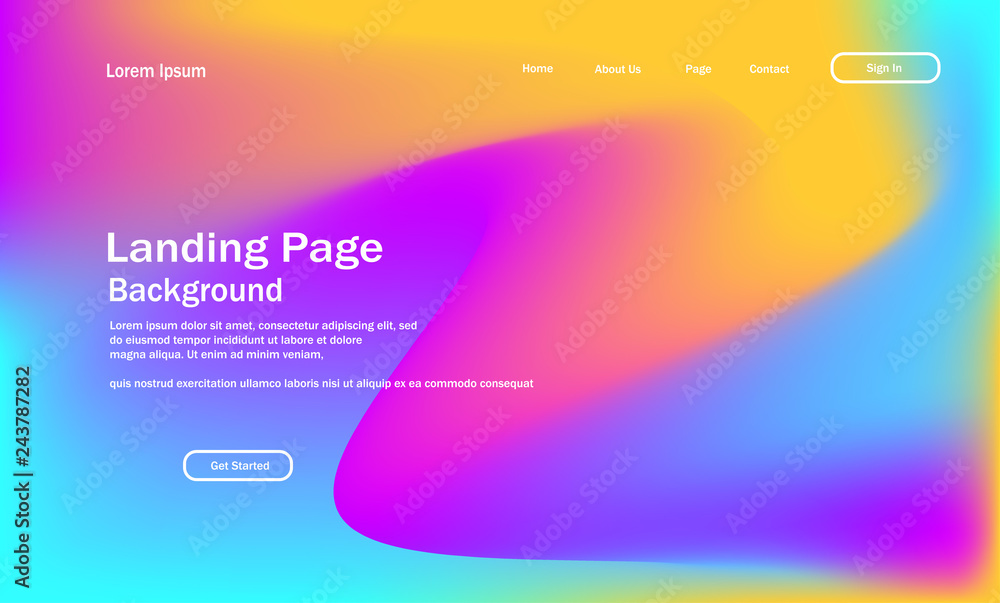 Wall mural gradient shapes composition landing page background with wavy geometric style vector