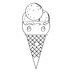 Amazed ice cream cone outline. Vector illustration design