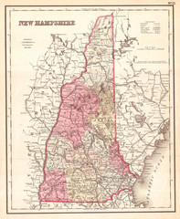 1857, Colton Map of New Hampshire