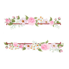 Rose,Cosmos,Wedding Watercolor Wreath, Bouquets,Frame Floral,Flowers arrangement decorate,Hand painted,isolated on white background, floral invitations, greeting card, DIY.