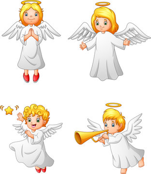 Cartoon angels collection set vector de Stock | Adobe Stock