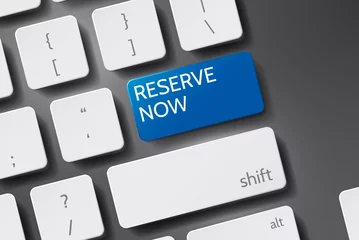 Foto op Aluminium Button "Reserve Now" on 3D keyboard Vector. Reserve Now icon vector. Button keyboard with Reserve Now text. © detakstudio