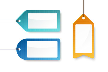 Colorful product tags in paper art style. 