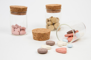 vitamins for animals cats, dogs on a white background.