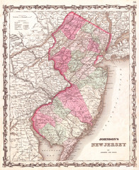 1862, Johnson Map of New Jersey