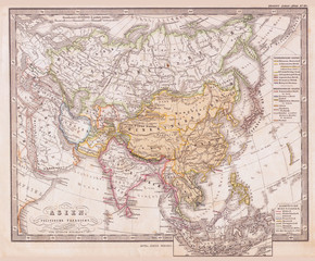 Fototapeta na wymiar 1862, Perthes Map of Asia