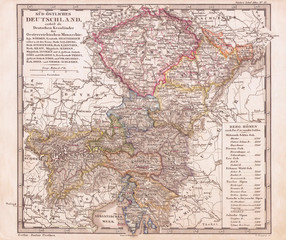 Fototapeta na wymiar 1862, Perthes Map of Bohemia and Austria