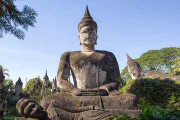 Obraz premium Buddha Park (Wat Xieng Khuan) is a famous sculpture park with more than 200 religious.