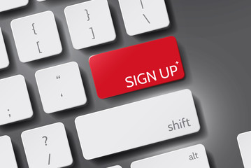 Button "Sign Up" on 3D keyboard Vector. Sign Up Now icon vector. Button keyboard with Sign Up text.