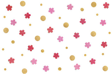 Red, pink and old glitter confetti paper cut background - isolated