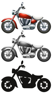 Set of motorcycle on white background
