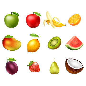  set of Fruits isolated on white background. Design elements