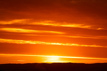 Fototapeta premium Golden Orange Sunset Clouds Abstract