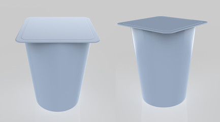 Blank Packaging Containers for Yogurt, Ice Cream or Dessert. 3d Illustration
