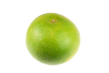 close up on green grapefruit isolated on white background