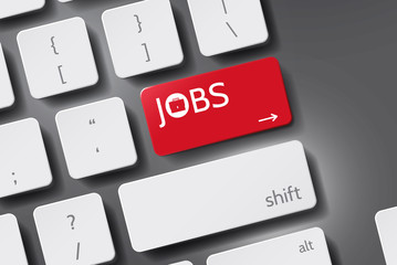 Find a job concept - Button "Jobs" on 3D keyboard Vector. Jobs icon vector. Button keyboard with Jobs text.